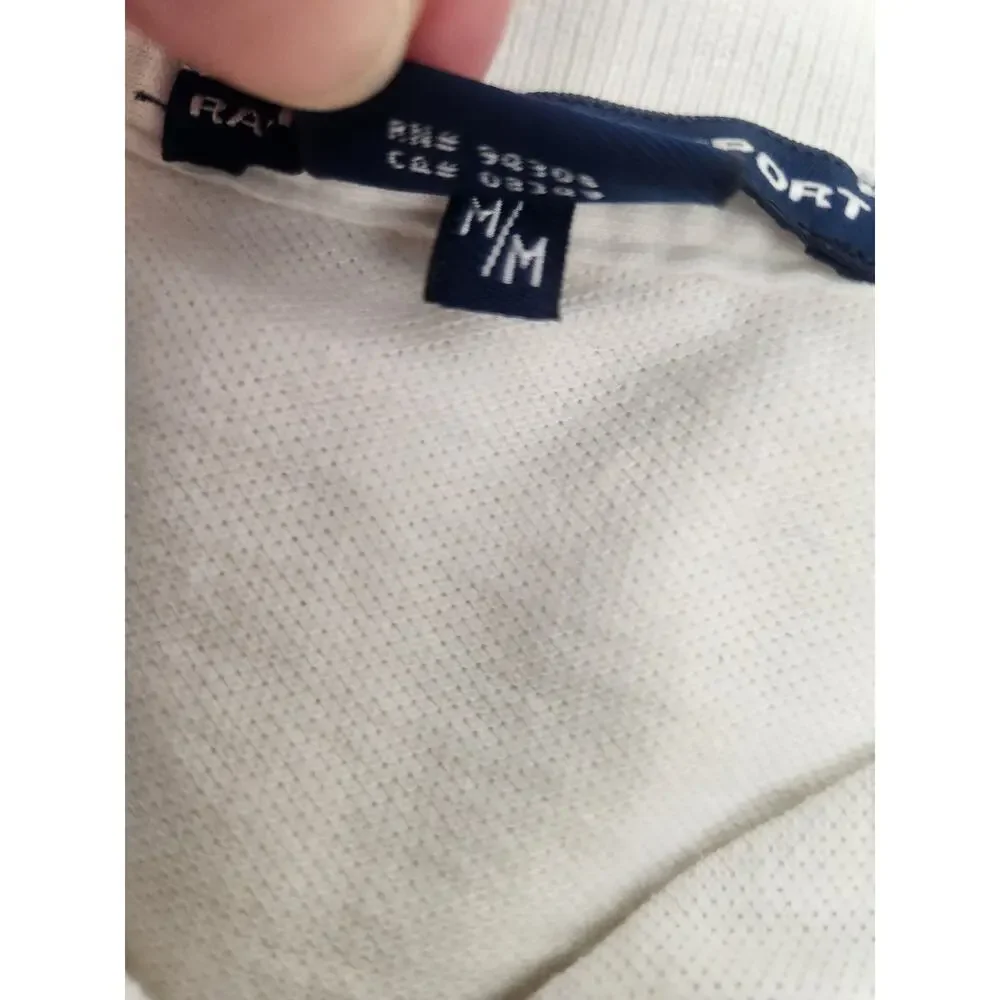 Vintage Ralph Lauren Sport Polo Shirt White Men Medium Horse Logo Short Sleeve